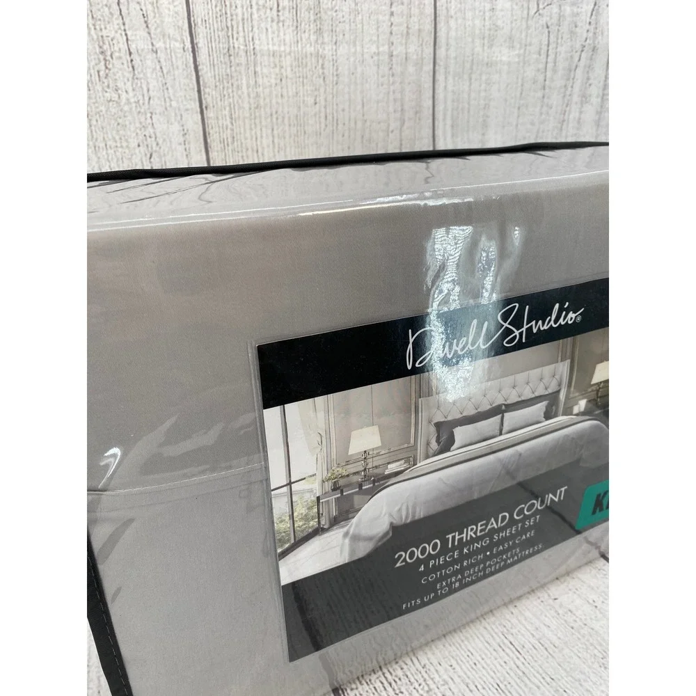 Dwell Studio Sheet Set King Gray 2000 Thread Count Cotton Rich Deep Pocket - Picture 9 of 9